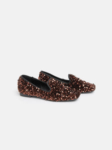 Galia - XYC8968 - Mocassino basso con paillettes - MARRONE